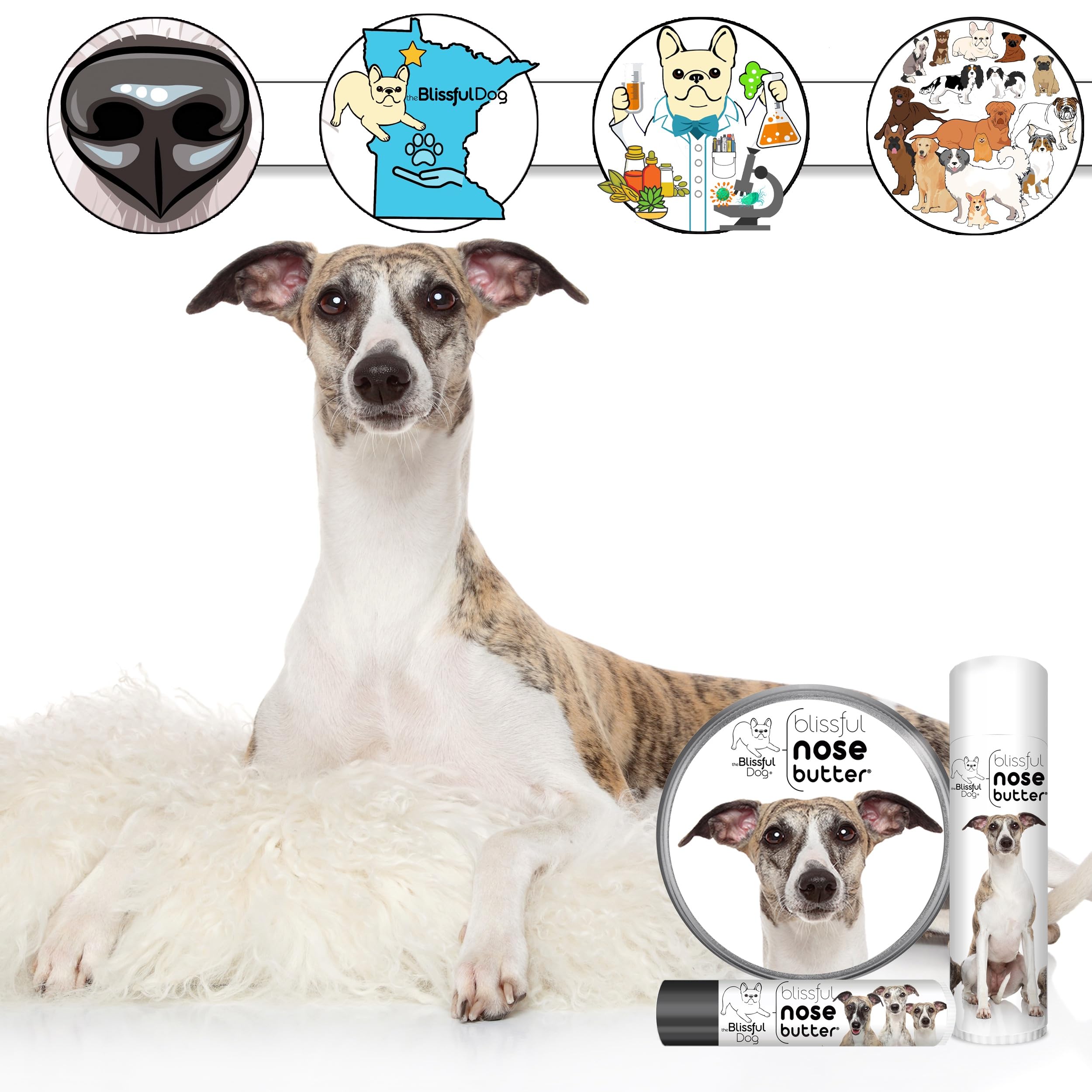 The Blissful Dog Whippet Unscented Nose Butter - Dog Nose Butter, 8 Ounce